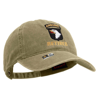 101st Airborne Retired Embroidered Washed Solid Pigment Dyed Cotton Twill Brass Buckle Cap