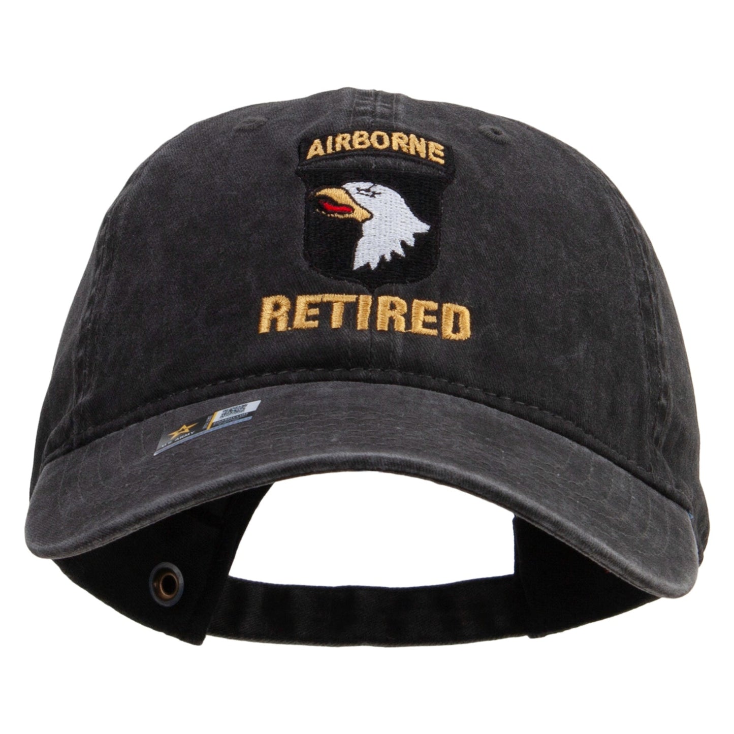 101st Airborne Retired Embroidered Washed Solid Pigment Dyed Cotton Twill Brass Buckle Cap