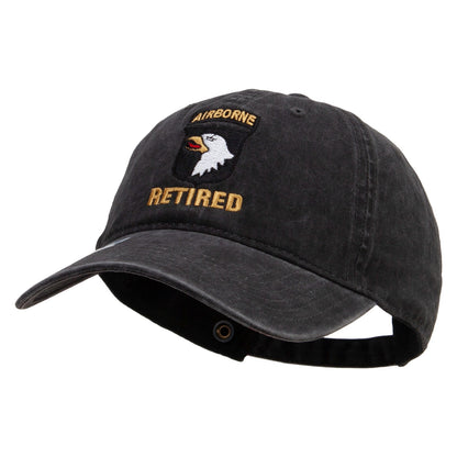 101st Airborne Retired Embroidered Washed Solid Pigment Dyed Cotton Twill Brass Buckle Cap