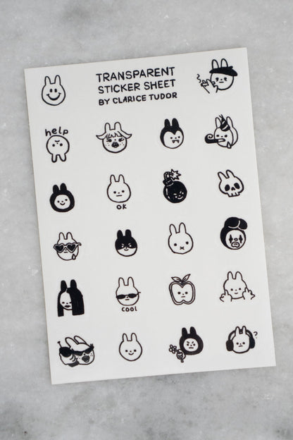 Clarice Tudor Bunnies - Clear Sticker Sheet