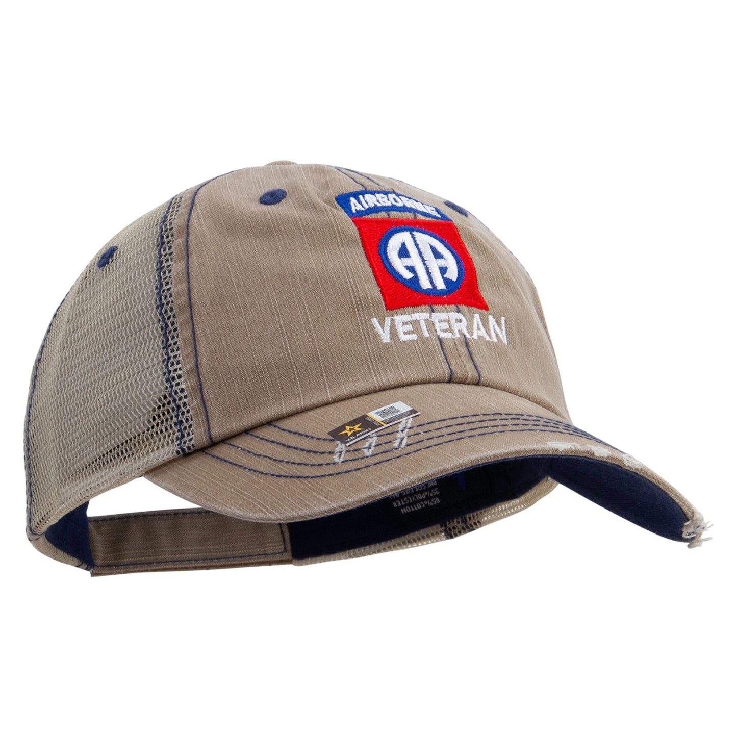 82nd Airborne Veteran Embroidered Low Profile Special Cotton Mesh Cap