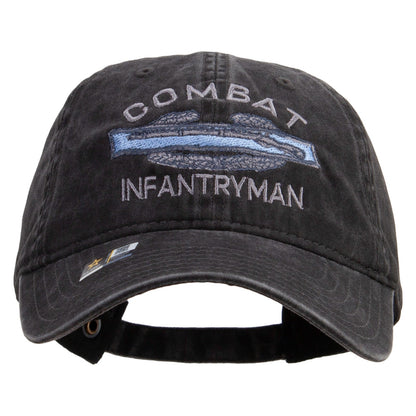 Combat Infantryman Embroidered Washed Solid Pigment Dyed Cotton Twill Brass Buckle Cap