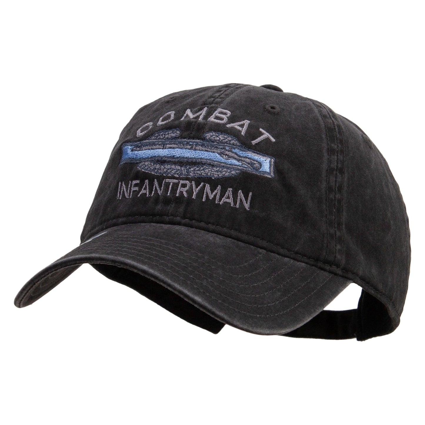 Combat Infantryman Embroidered Washed Solid Pigment Dyed Cotton Twill Brass Buckle Cap