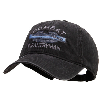 Combat Infantryman Embroidered Washed Solid Pigment Dyed Cotton Twill Brass Buckle Cap