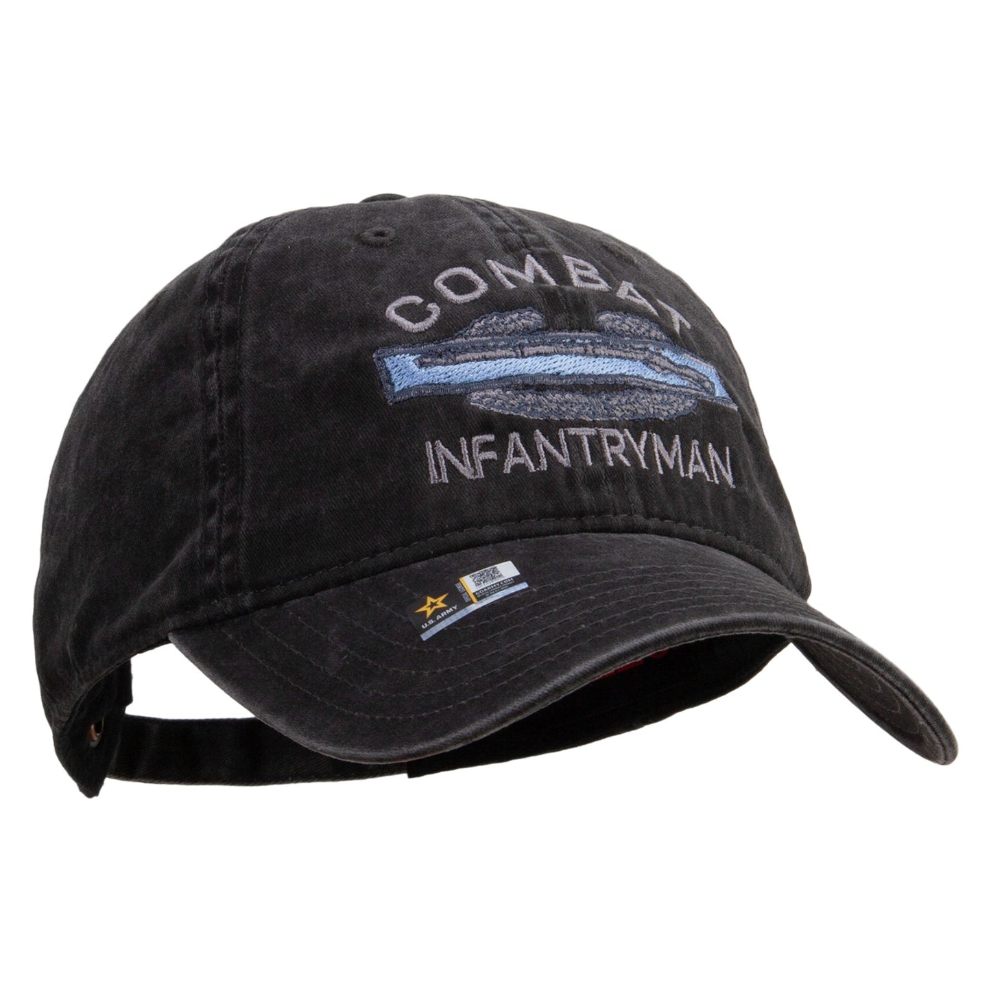 Combat Infantryman Embroidered Washed Solid Pigment Dyed Cotton Twill Brass Buckle Cap