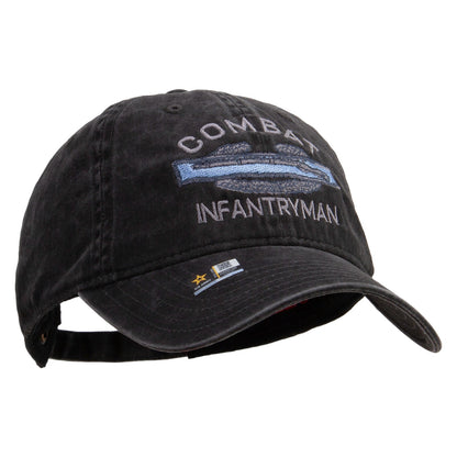 Combat Infantryman Embroidered Washed Solid Pigment Dyed Cotton Twill Brass Buckle Cap