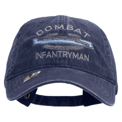 Combat Infantryman Embroidered Washed Solid Pigment Dyed Cotton Twill Brass Buckle Cap