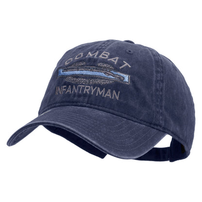 Combat Infantryman Embroidered Washed Solid Pigment Dyed Cotton Twill Brass Buckle Cap