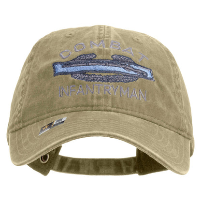 Combat Infantryman Embroidered Washed Solid Pigment Dyed Cotton Twill Brass Buckle Cap