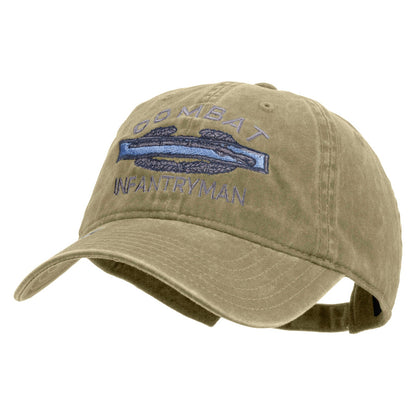 Combat Infantryman Embroidered Washed Solid Pigment Dyed Cotton Twill Brass Buckle Cap