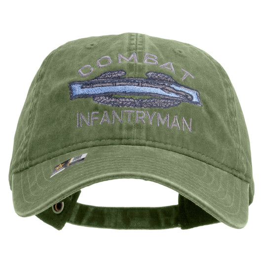 Combat Infantryman Embroidered Washed Solid Pigment Dyed Cotton Twill Brass Buckle Cap