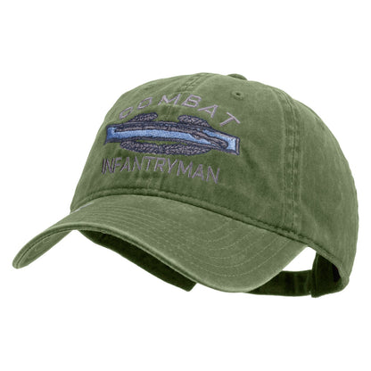 Combat Infantryman Embroidered Washed Solid Pigment Dyed Cotton Twill Brass Buckle Cap
