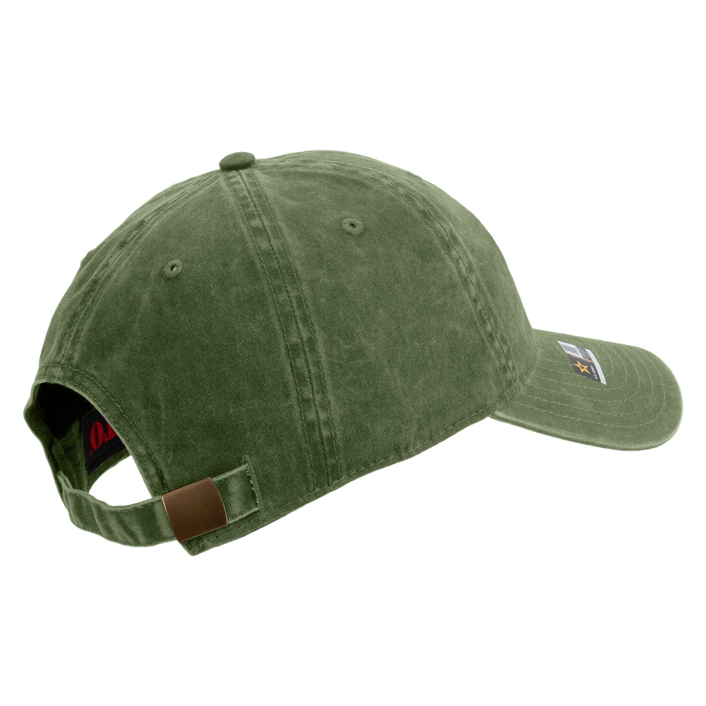Combat Infantryman Embroidered Washed Solid Pigment Dyed Cotton Twill Brass Buckle Cap