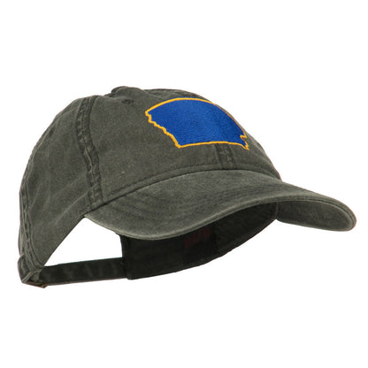Iowa State Map Embroidered Washed Cap