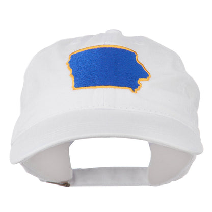 Iowa State Map Embroidered Washed Cap