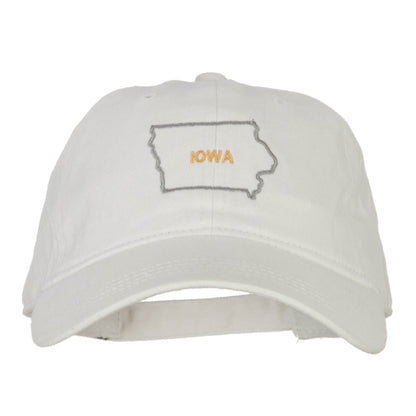 Iowa with Map Outline Embroidered Washed Cotton Twill Cap
