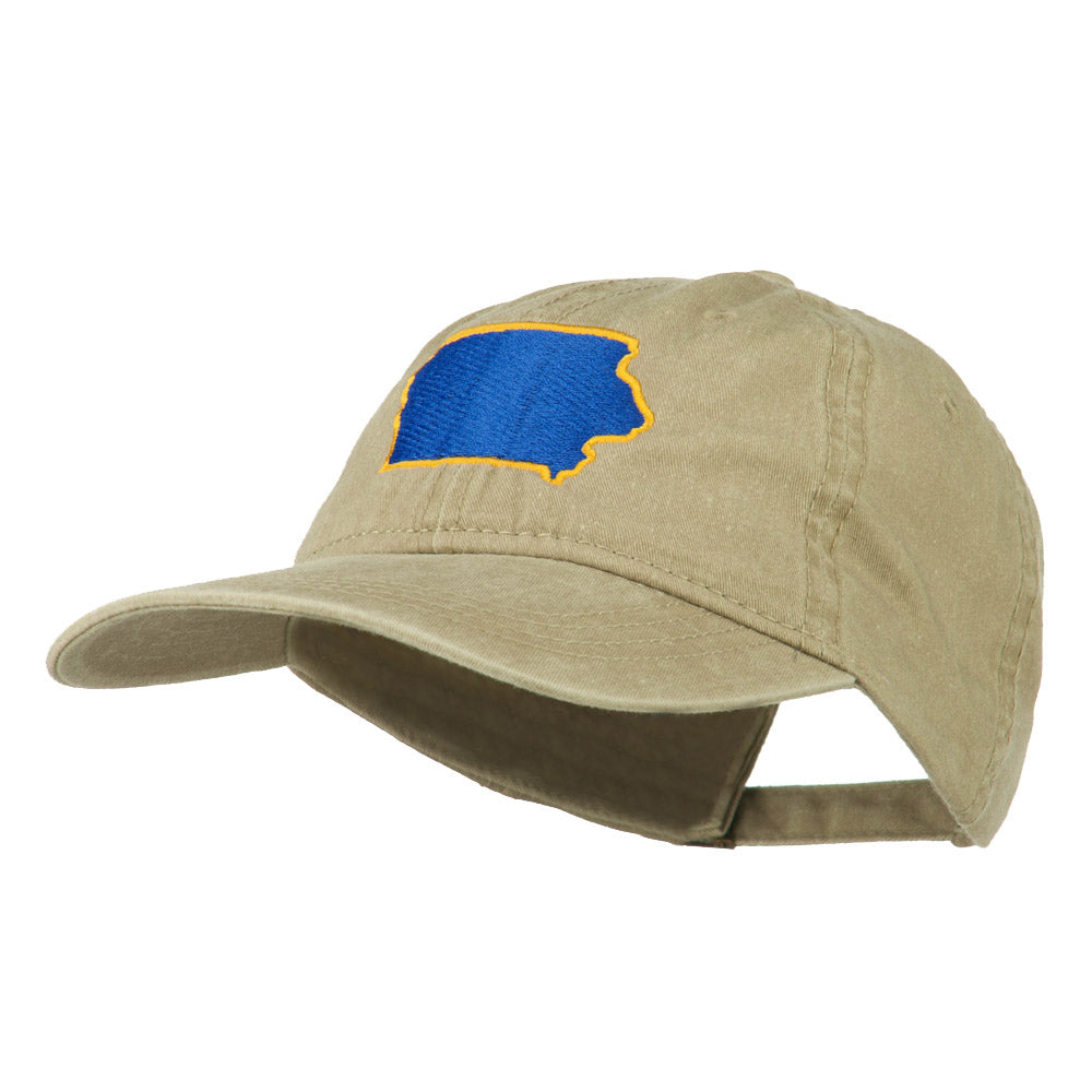 Iowa State Map Embroidered Washed Cap