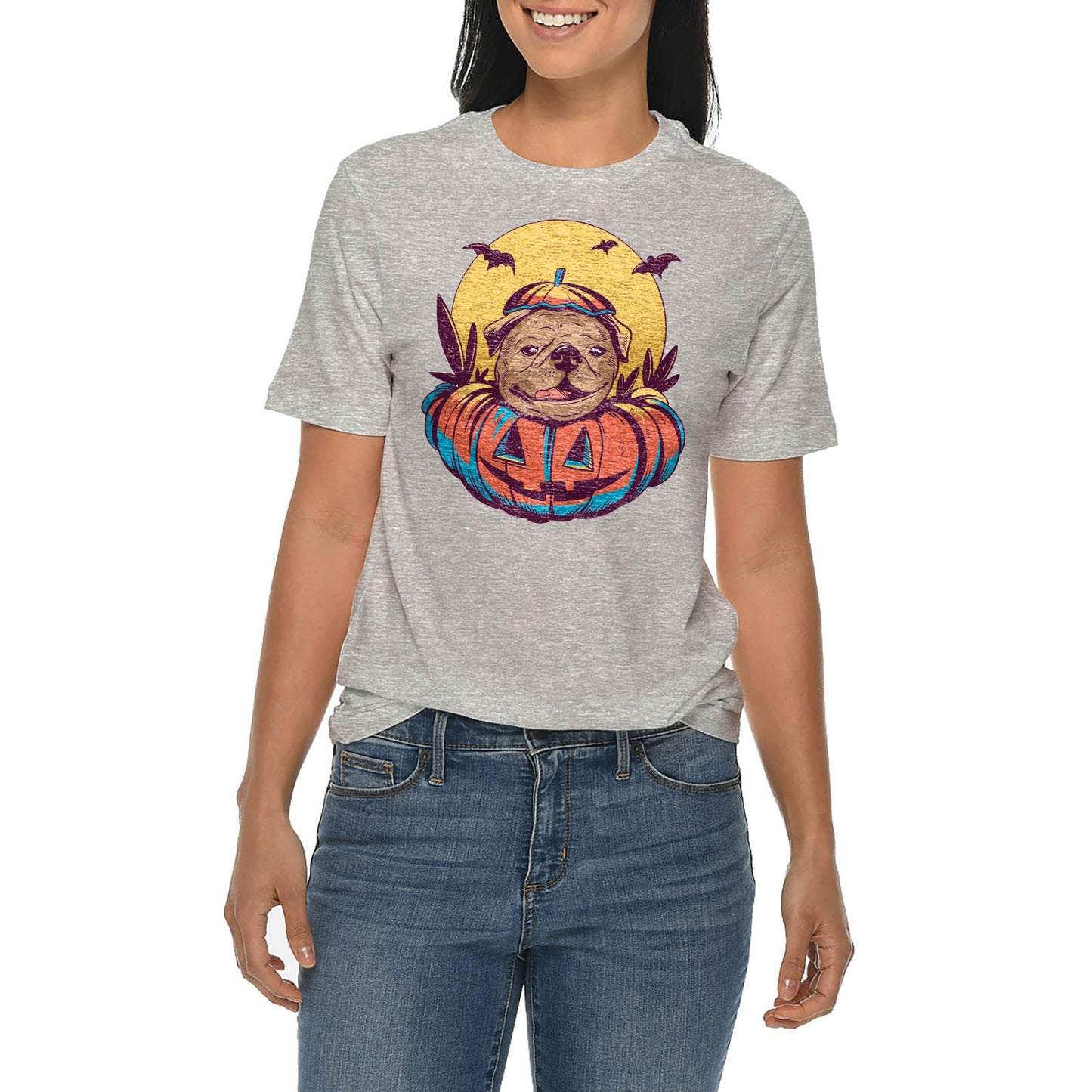 Pumpkin Dog Graphic Design Deluxe Jersey T-Shirt