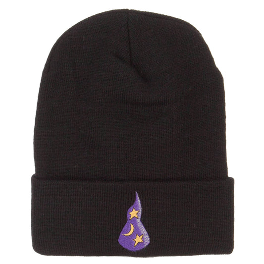 Wizard Hat with Stars and Moon Embroidered Long Beanie