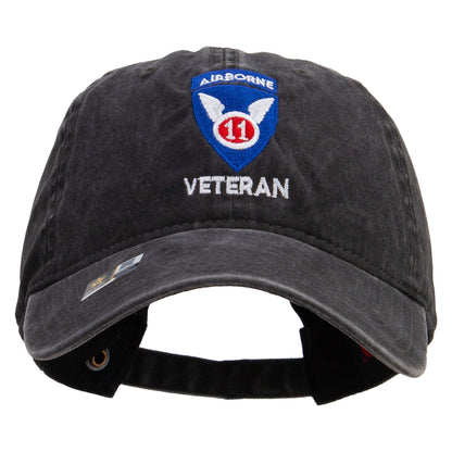 11th Airborne Division Veteran Embroidered Washed Solid Pigment Dyed Cotton Twill Brass Buckle Cap