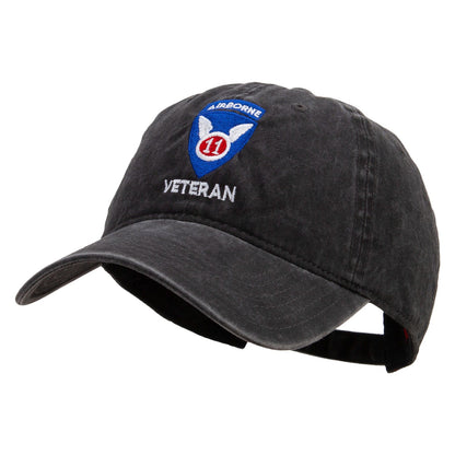 11th Airborne Division Veteran Embroidered Washed Solid Pigment Dyed Cotton Twill Brass Buckle Cap