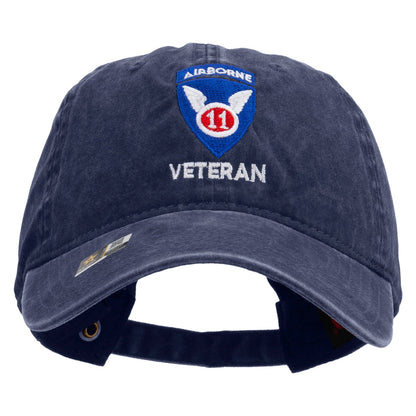 11th Airborne Division Veteran Embroidered Washed Solid Pigment Dyed Cotton Twill Brass Buckle Cap