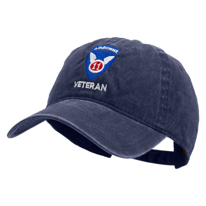 11th Airborne Division Veteran Embroidered Washed Solid Pigment Dyed Cotton Twill Brass Buckle Cap