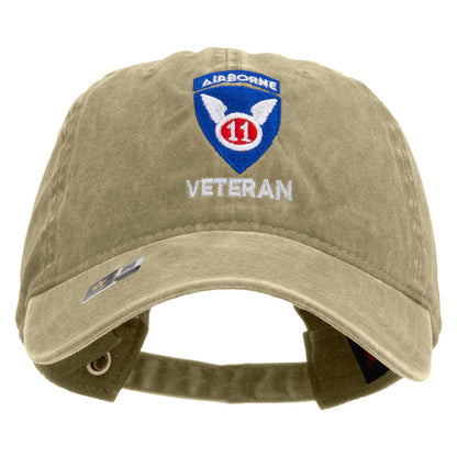 11th Airborne Division Veteran Embroidered Washed Solid Pigment Dyed Cotton Twill Brass Buckle Cap