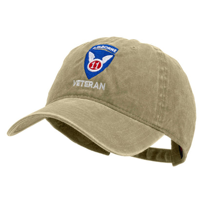 11th Airborne Division Veteran Embroidered Washed Solid Pigment Dyed Cotton Twill Brass Buckle Cap