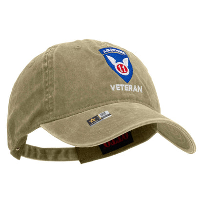 11th Airborne Division Veteran Embroidered Washed Solid Pigment Dyed Cotton Twill Brass Buckle Cap