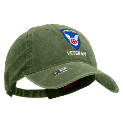 11th Airborne Division Veteran Embroidered Washed Solid Pigment Dyed Cotton Twill Brass Buckle Cap
