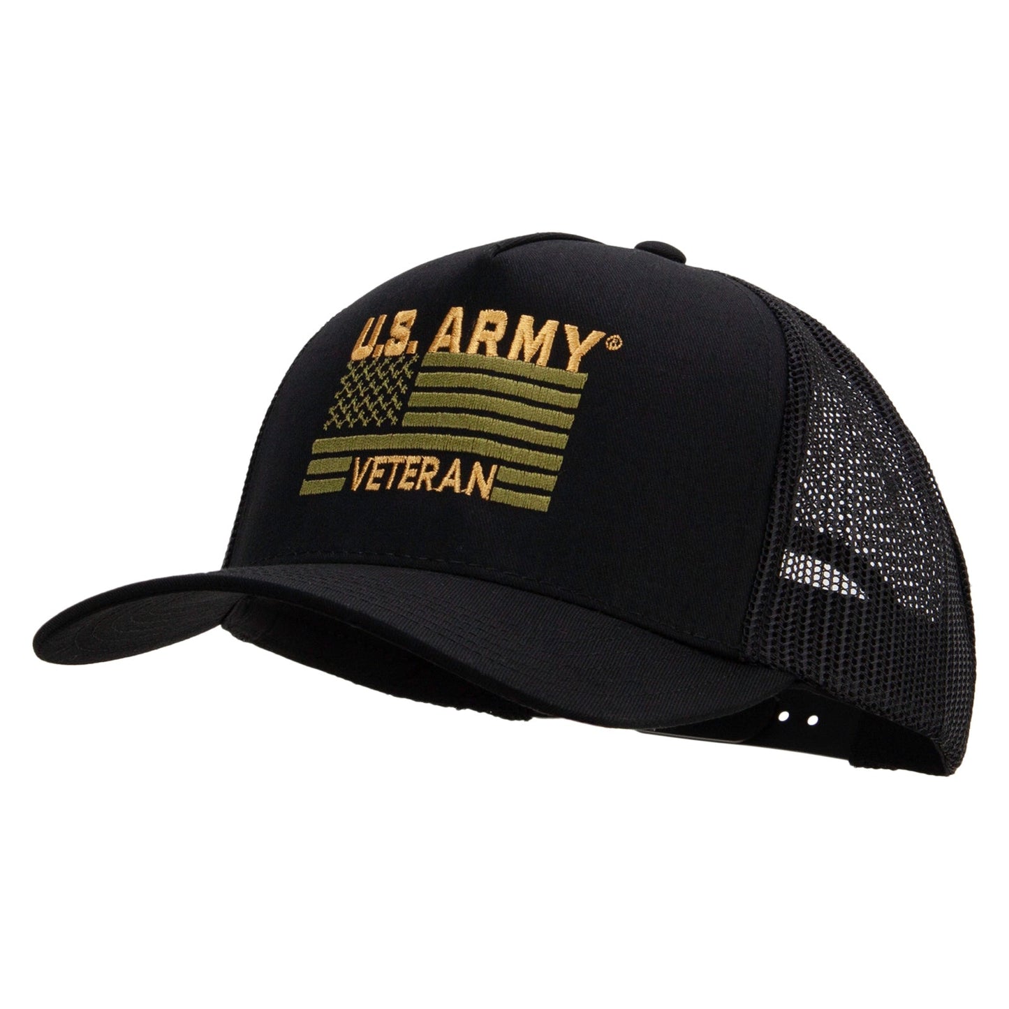 U.S. Army Veteran Flag Embroidered Twill 5 panel Mesh Back Cap