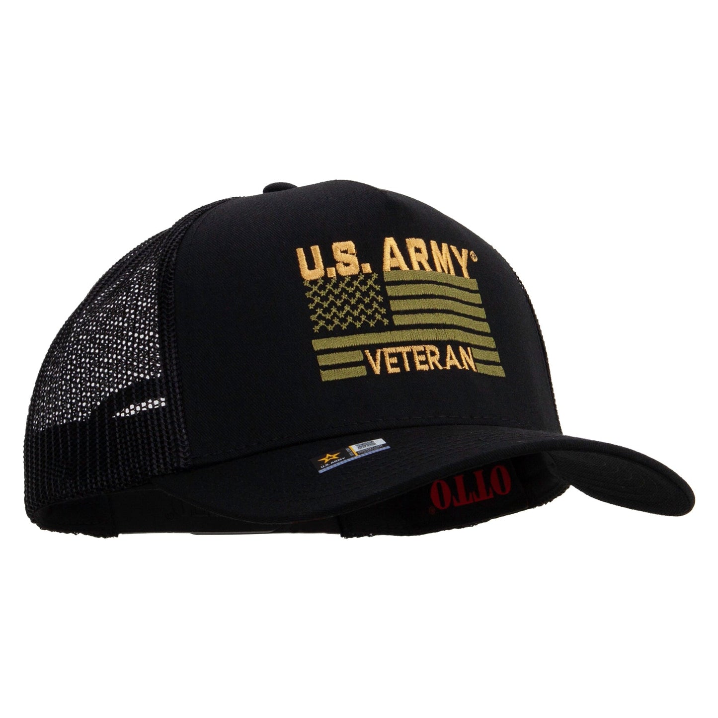 U.S. Army Veteran Flag Embroidered Twill 5 panel Mesh Back Cap