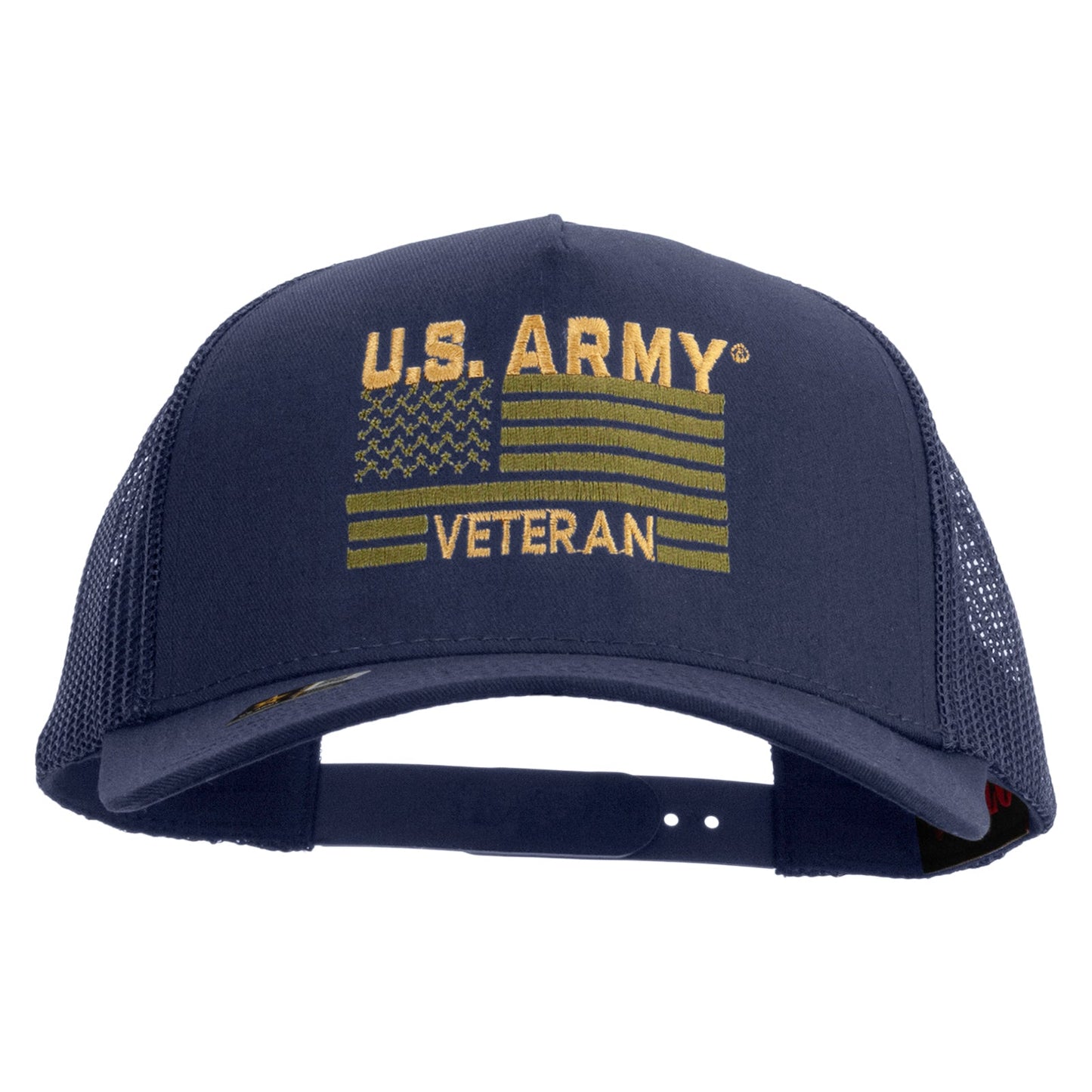 U.S. Army Veteran Flag Embroidered Twill 5 panel Mesh Back Cap