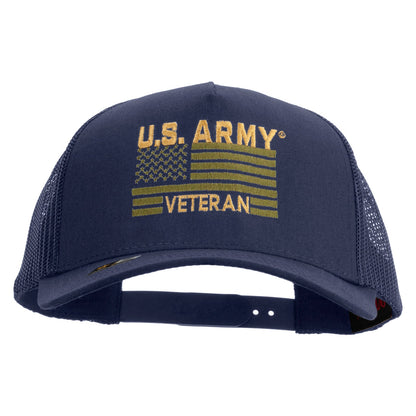 U.S. Army Veteran Flag Embroidered Twill 5 panel Mesh Back Cap
