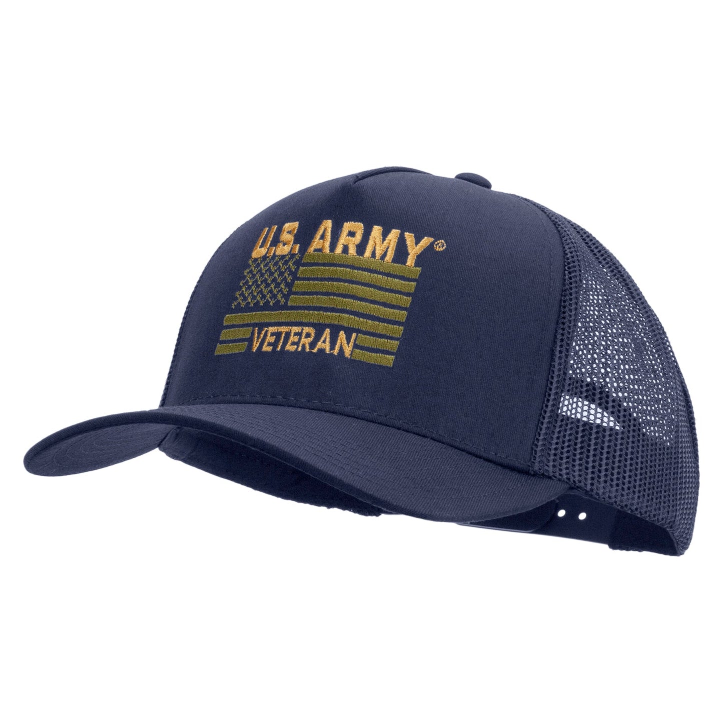 U.S. Army Veteran Flag Embroidered Twill 5 panel Mesh Back Cap