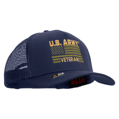 U.S. Army Veteran Flag Embroidered Twill 5 panel Mesh Back Cap