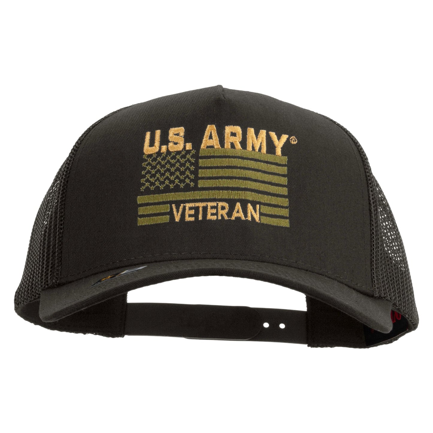 U.S. Army Veteran Flag Embroidered Twill 5 panel Mesh Back Cap