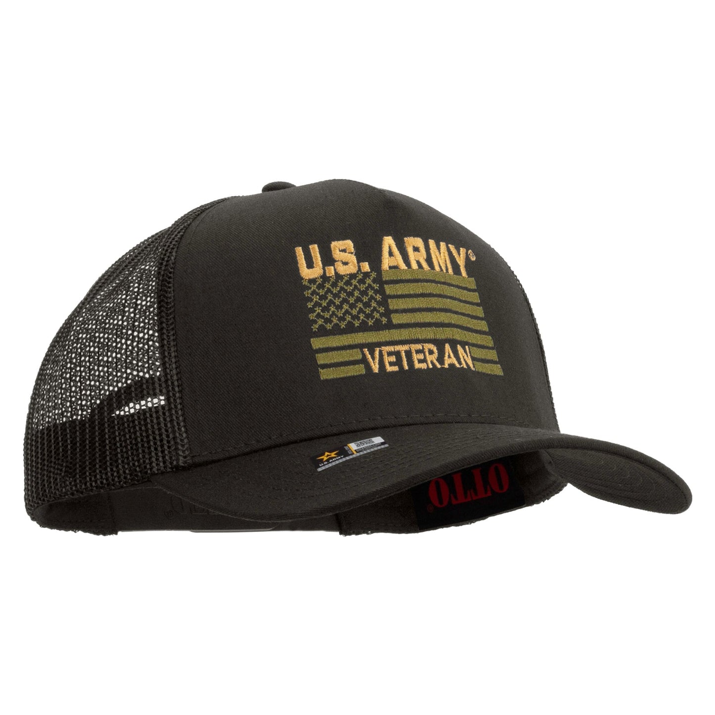 U.S. Army Veteran Flag Embroidered Twill 5 panel Mesh Back Cap