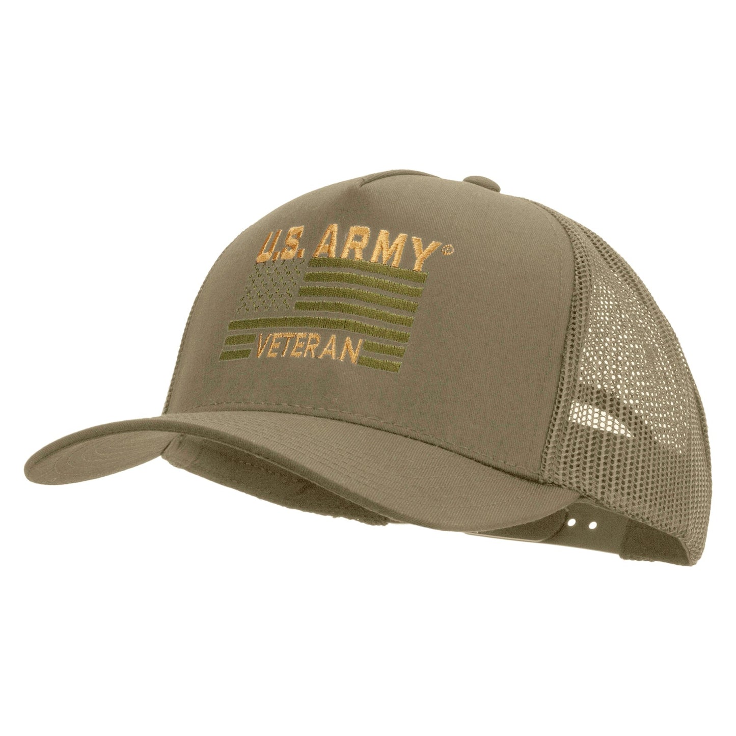 U.S. Army Veteran Flag Embroidered Twill 5 panel Mesh Back Cap