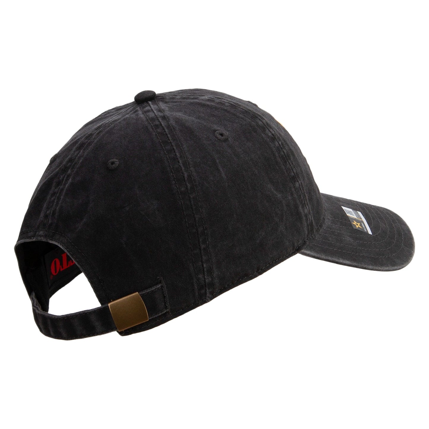 U.S. Army Veteran Flag Embroidered Washed Solid Pigment Dyed Cotton Twill Brass Buckle Cap