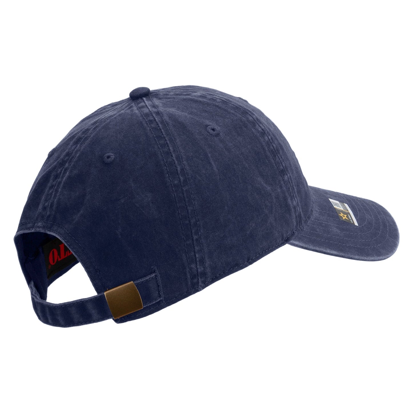 U.S. Army Veteran Flag Embroidered Washed Solid Pigment Dyed Cotton Twill Brass Buckle Cap