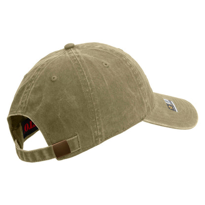 U.S. Army Veteran Flag Embroidered Washed Solid Pigment Dyed Cotton Twill Brass Buckle Cap