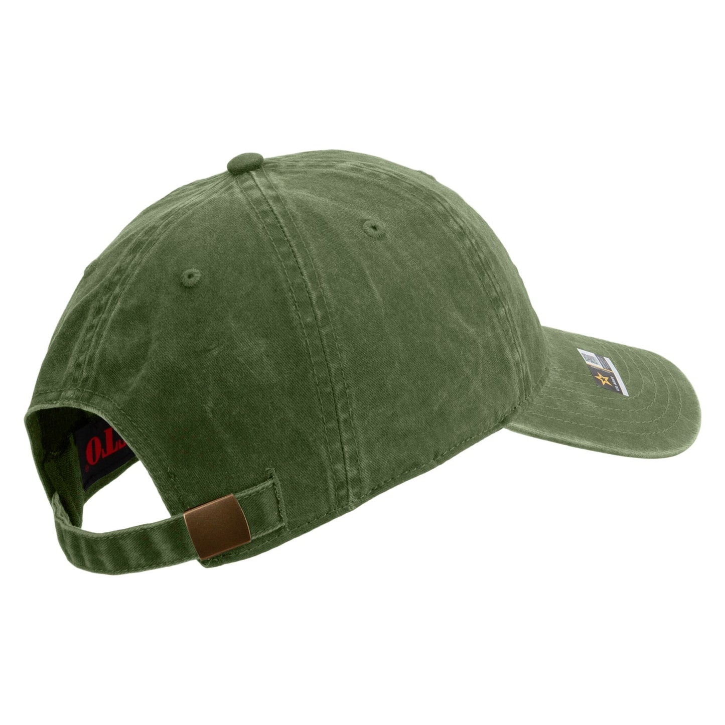 U.S. Army Veteran Flag Embroidered Washed Solid Pigment Dyed Cotton Twill Brass Buckle Cap