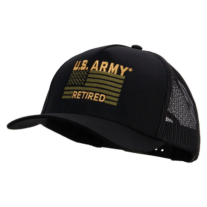 U.S. Army Retired Flag Embroidered Twill 5 panel Mesh Back Cap