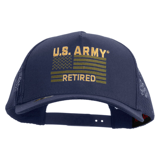 U.S. Army Retired Flag Embroidered Twill 5 panel Mesh Back Cap
