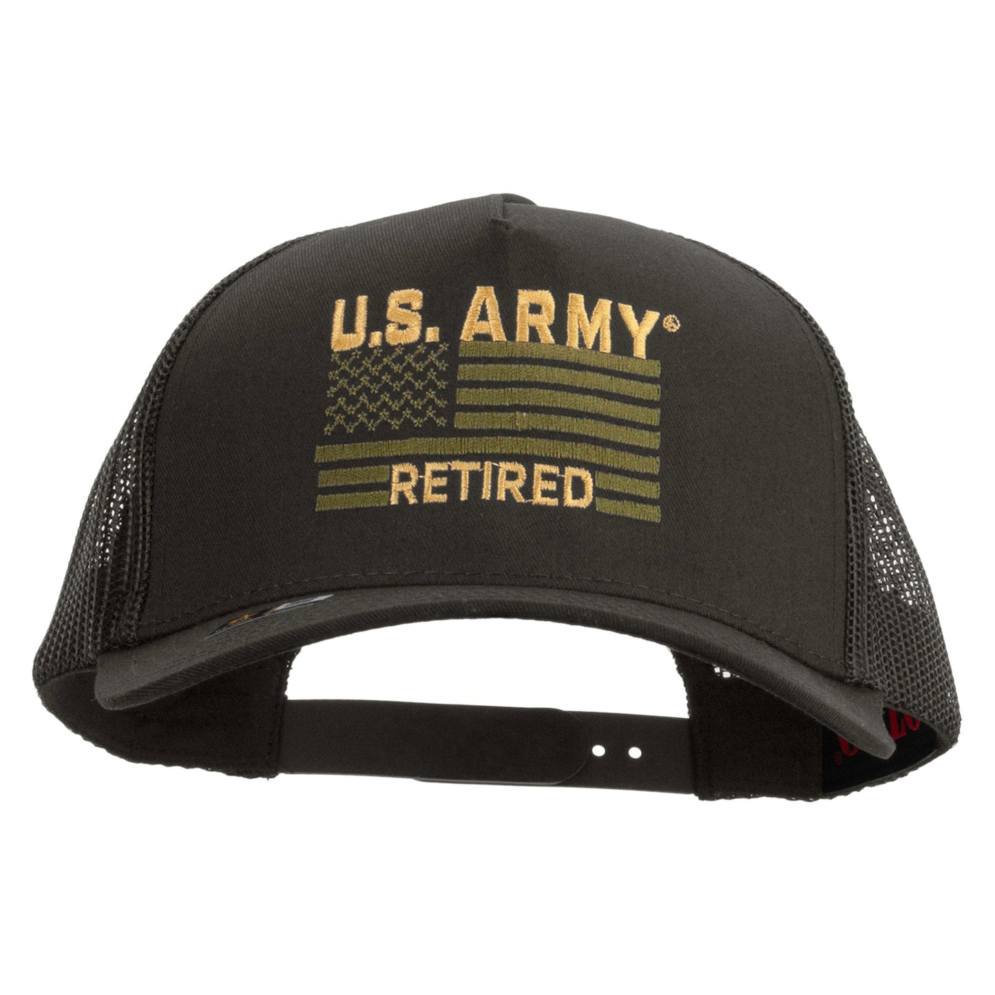 U.S. Army Retired Flag Embroidered Twill 5 panel Mesh Back Cap