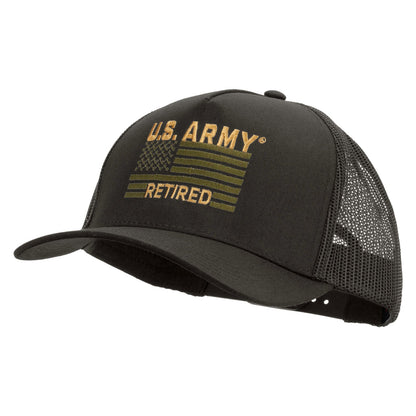 U.S. Army Retired Flag Embroidered Twill 5 panel Mesh Back Cap