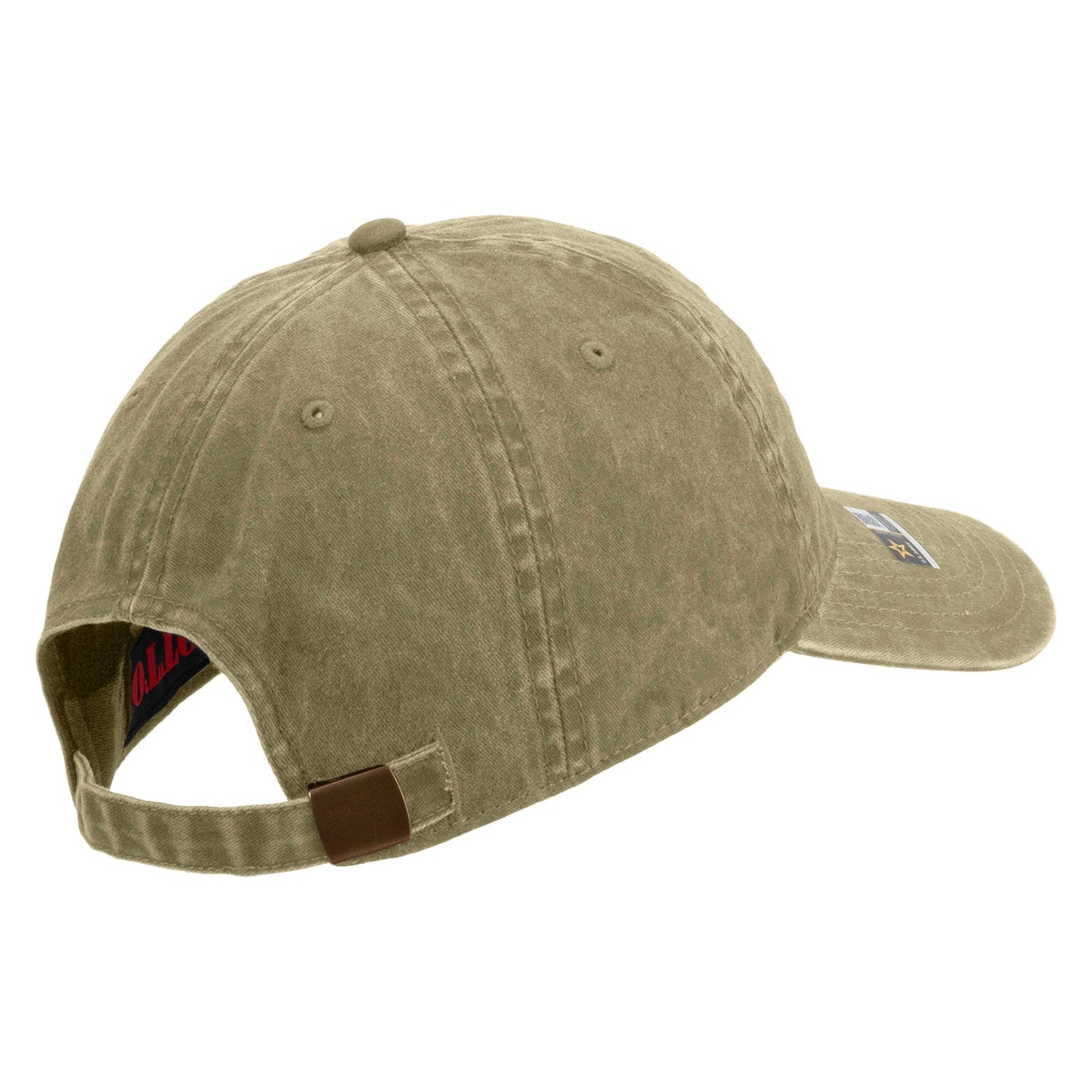 U.S. Army Retired Flag Embroidered Washed Solid Pigment Dyed Cotton Twill Brass Buckle Cap