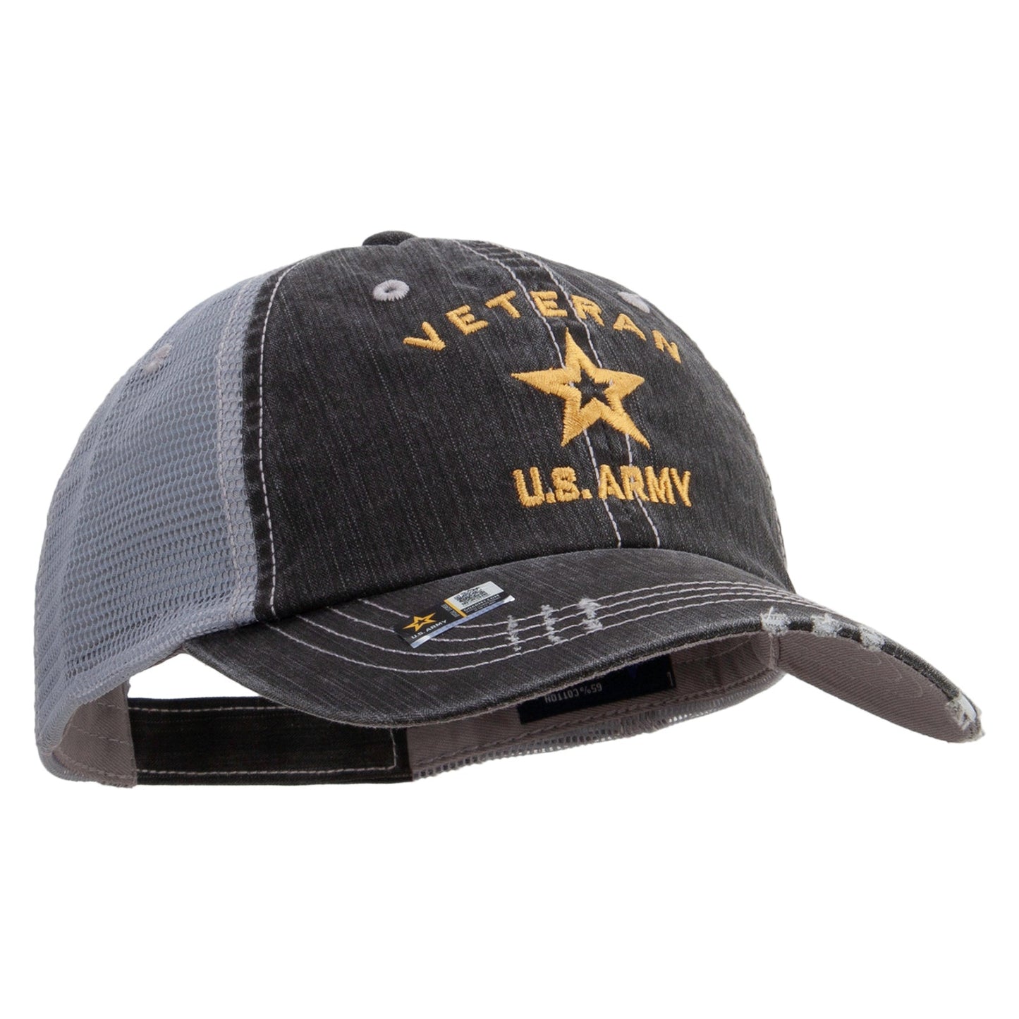U.S. Army Veteran Military Embroidered Low Profile Special Cotton Mesh Cap